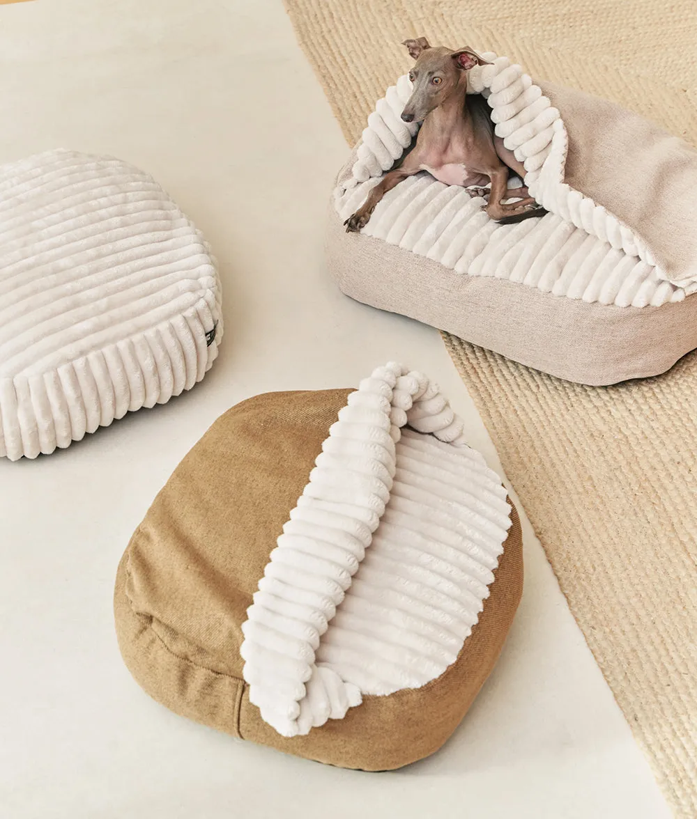 Cama Perro Pana con Capucha Beige, Maso