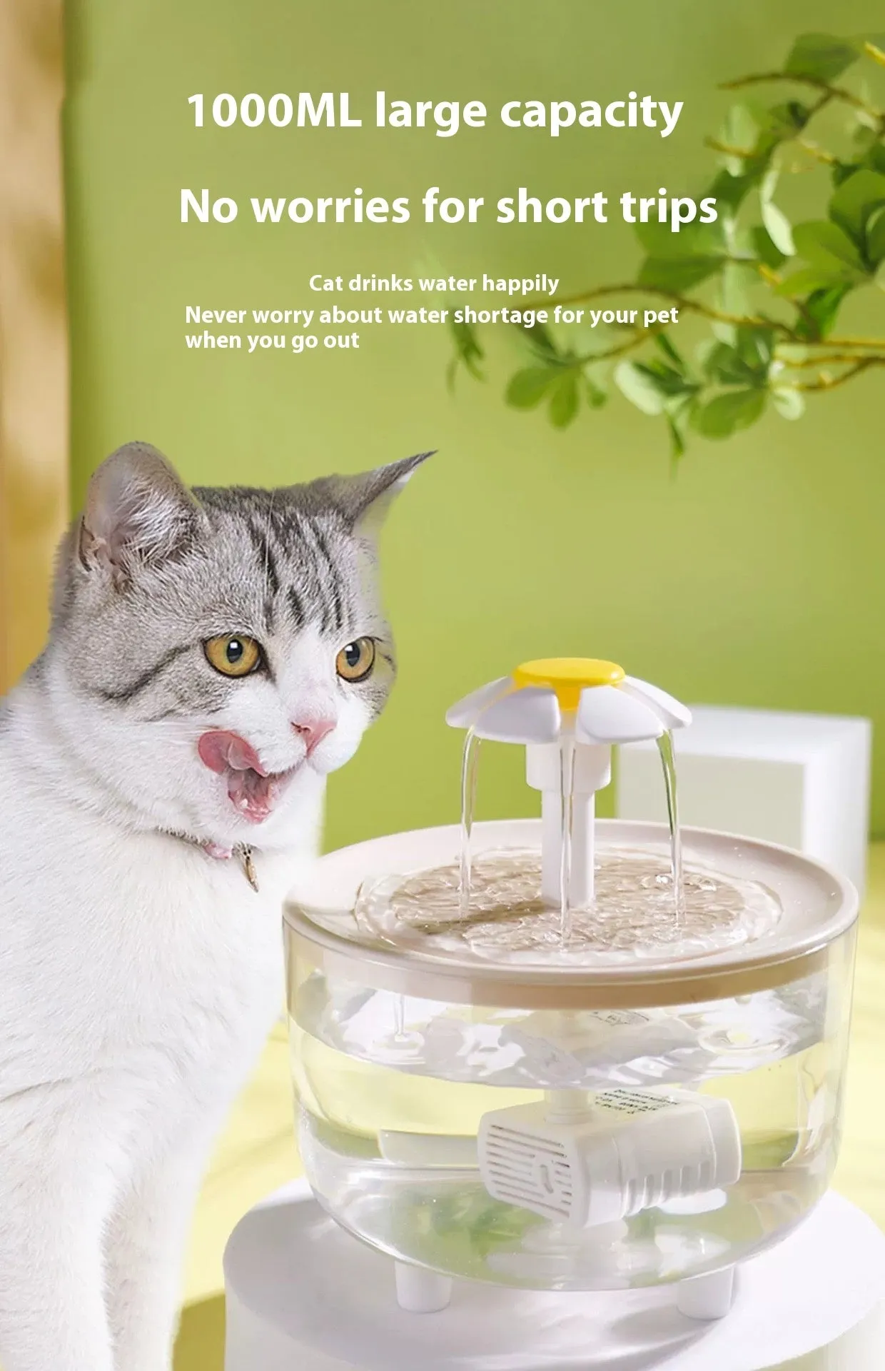 Cat Water Fountain Automatic Circulation Constant Temperature / Fuente de agua para gatos con circulación automática y temperatura constante