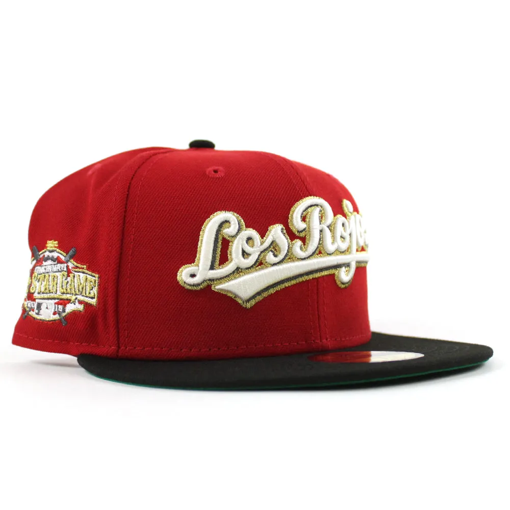 Cincinnati Reds Los Rojos 2015 All Star Game New Era 59Fifty Fitted Hat (Scarlet Red Black Green Under Brim)