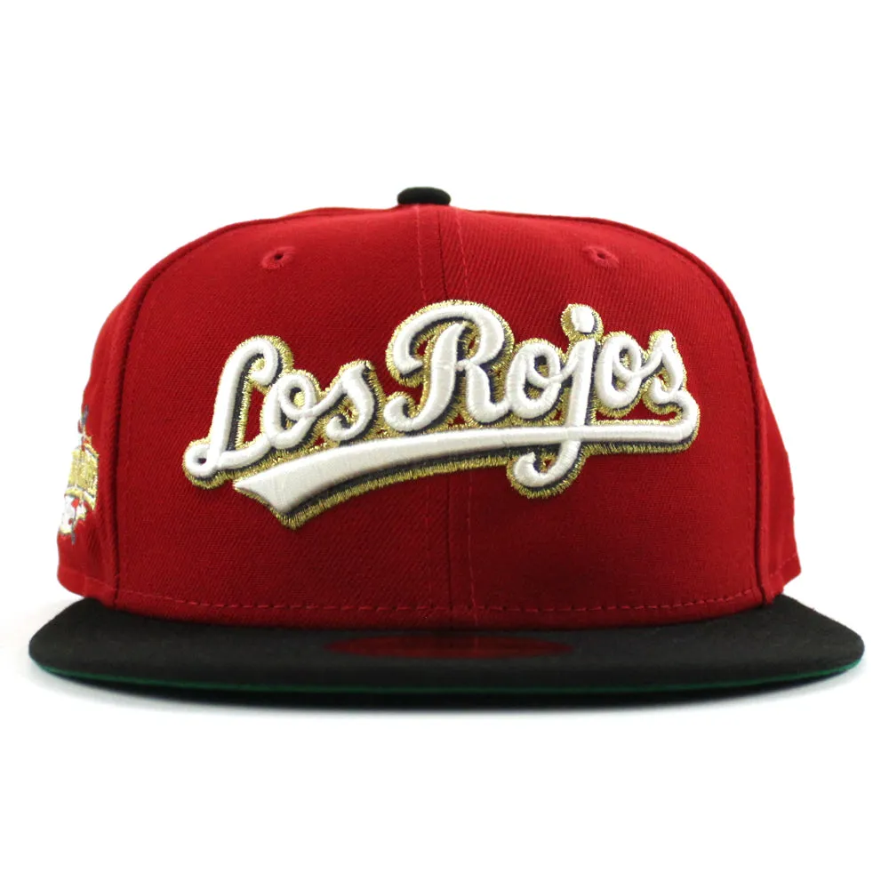 Cincinnati Reds Los Rojos 2015 All Star Game New Era 59Fifty Fitted Hat (Scarlet Red Black Green Under Brim)