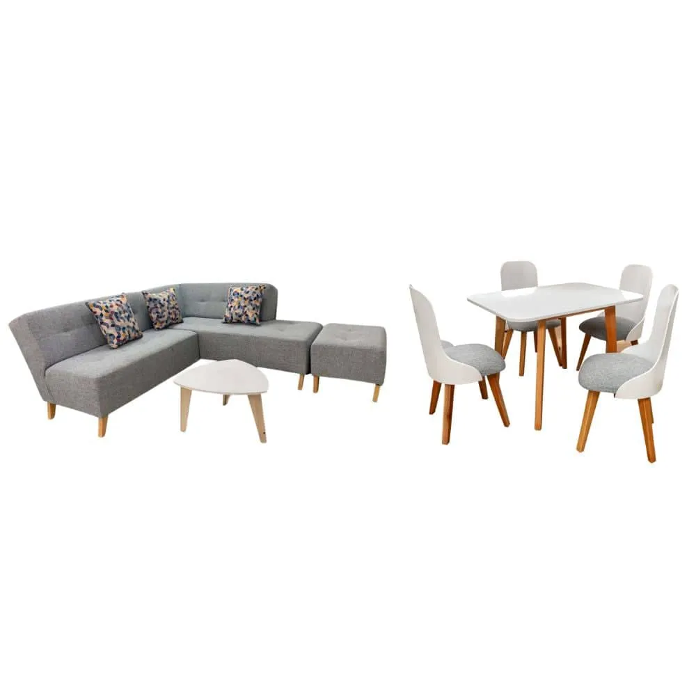 Combo Sofa en L Nordica   Juego de Comedor Malaga