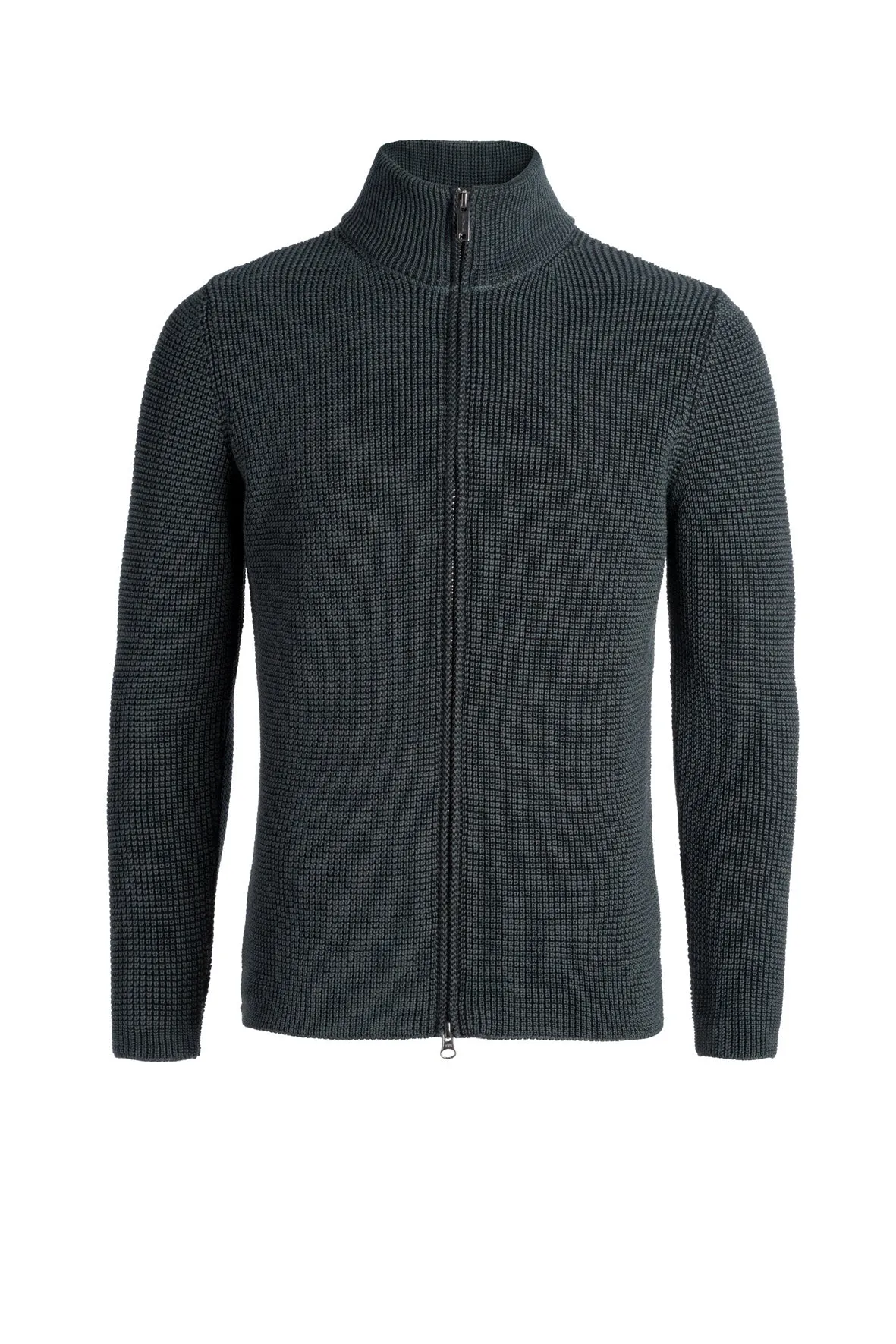 Double pearl zip jacket made of merino wool