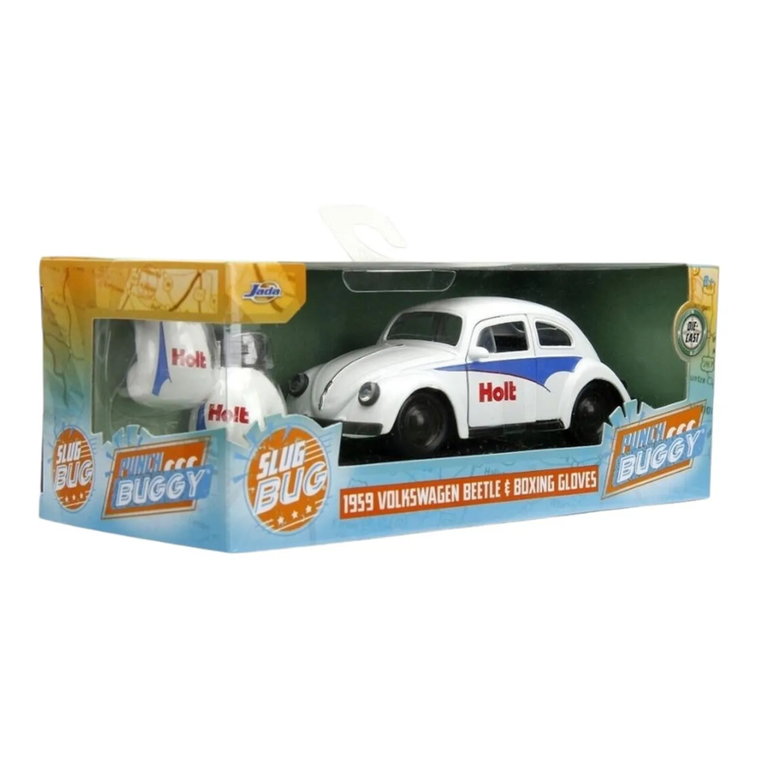 Jada Toys Vehículo 1959 Volkswagen Beetle & Boxing Gloves Blanco Escala 1:32 Punch Buggy