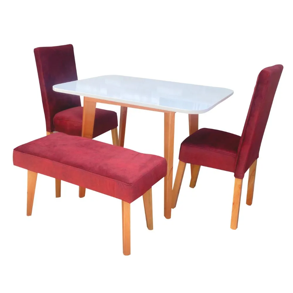 Juego de Comedor 4 Puestos Nordico Tela Vino