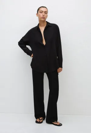 Long Sleeve Silk Shirt - Black