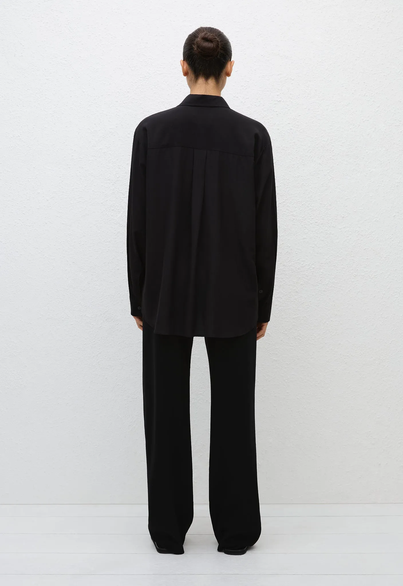 Long Sleeve Silk Shirt - Black