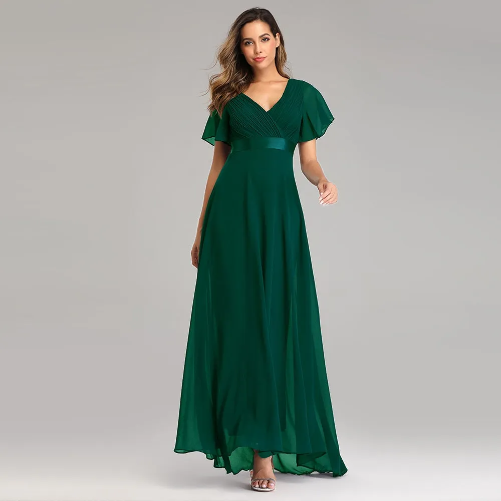 Vestido de Festa Longo com Faixa de Cetim Verde (Pronta Entrega)