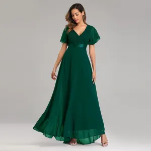 Vestido de Festa Longo com Faixa de Cetim Verde (Pronta Entrega)